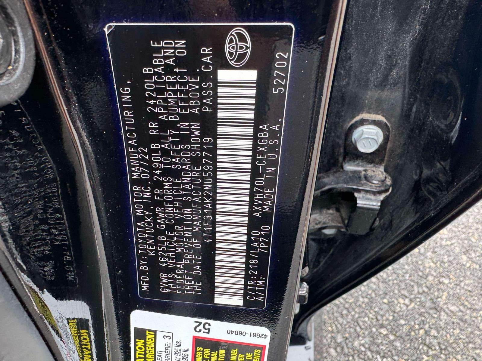 2022 Toyota Camry Hybrid XLE CVT (Natl)