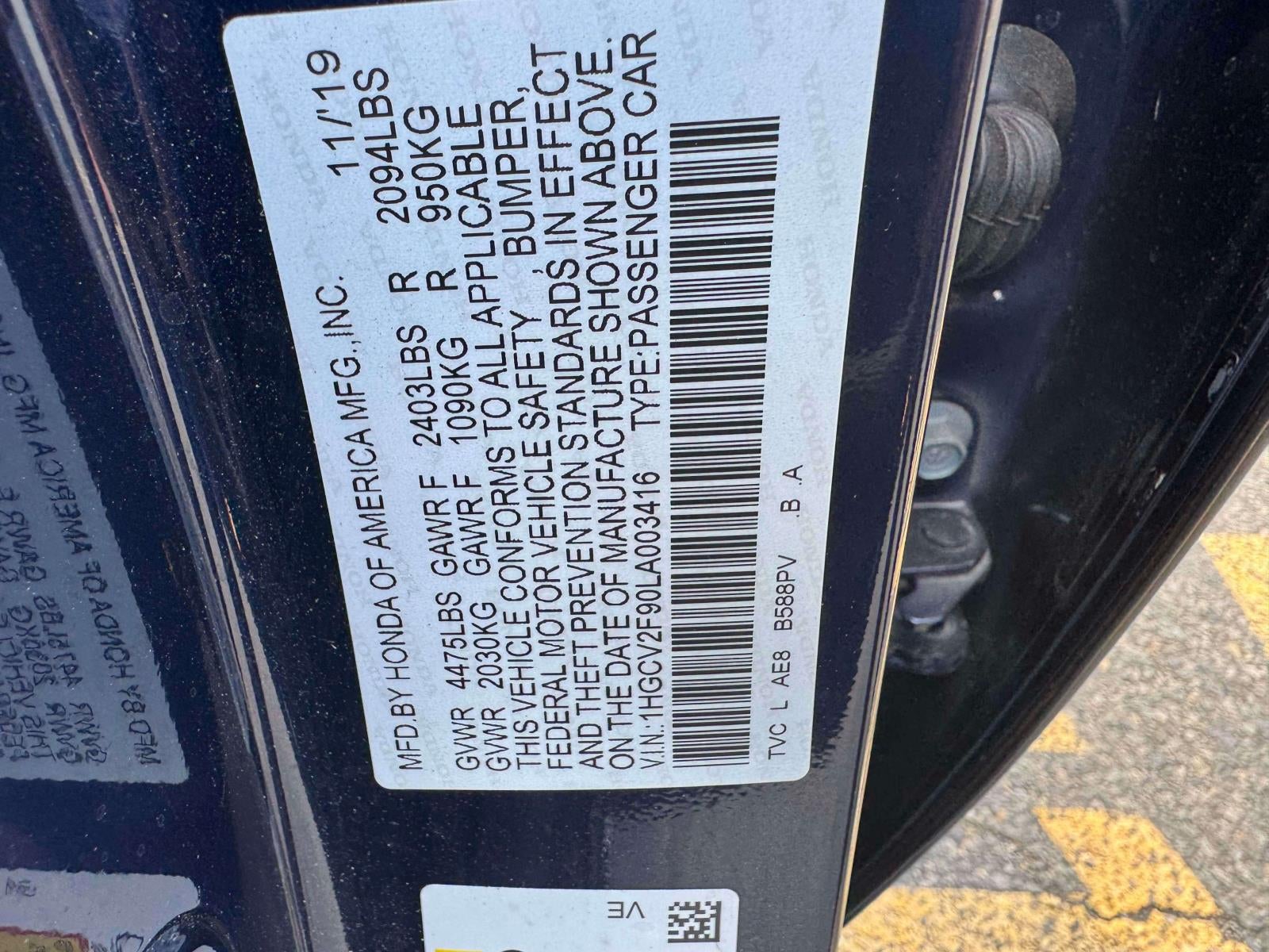 2020 Honda Accord Sedan Touring 2.0T Auto